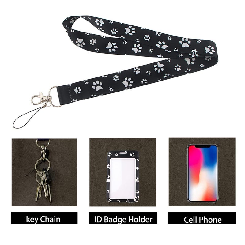 DMLSKY Cute ID Badge Holder with Paw Print Designed Fabric Strap Neck Lanyard for Men Women (Hard Case) - Image 4